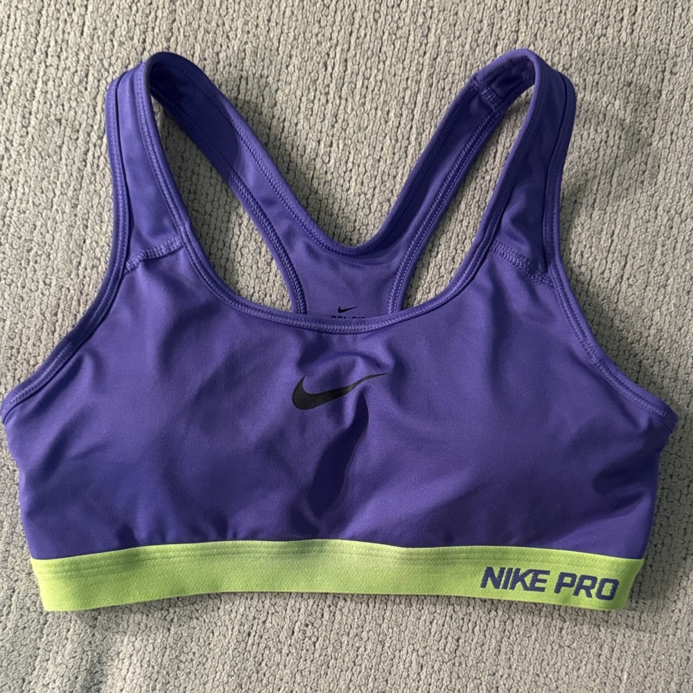 Nike Pro Purple and Green Sports Bra
